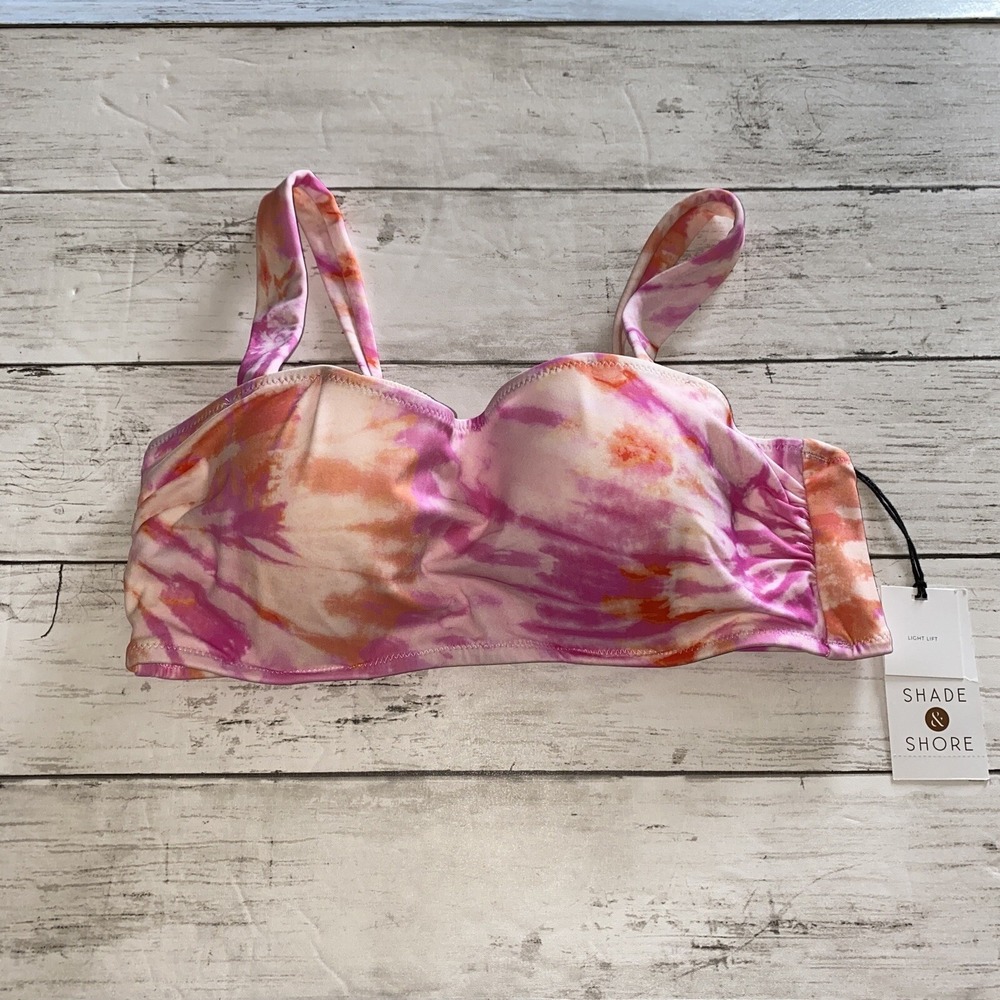 Shade & Shore Bikini Top Light Lift Pink‎ Orange Tie Dye Target Swim NWT Sz 36B